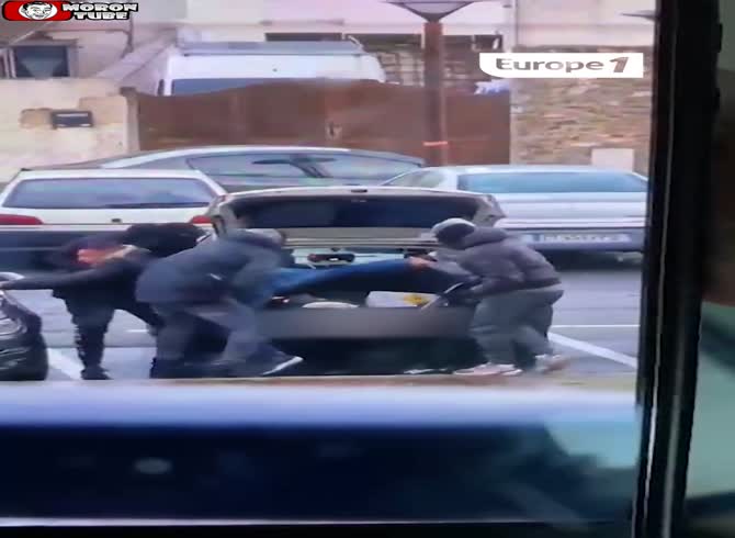 Video :In France, a guy is severely beaten and placed in a trunk